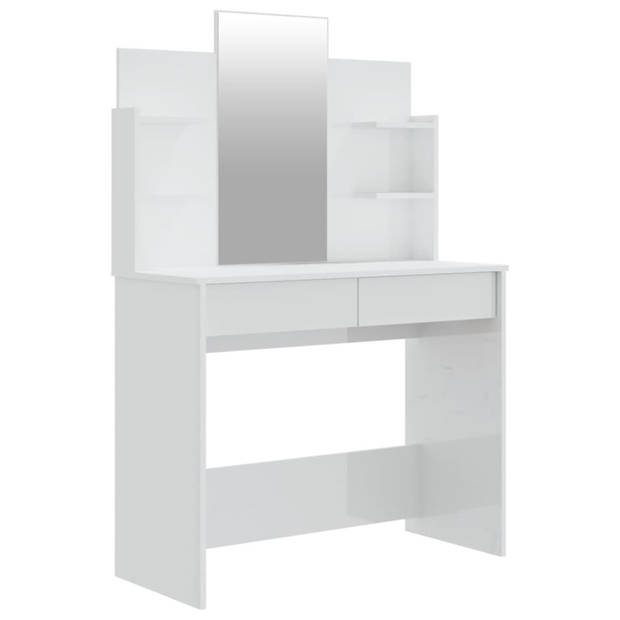 vidaXL Kaptafel met spiegel 96x40x142 cm hoogglans wit