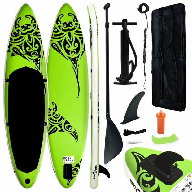 vidaXL Stand Up Paddleboardset opblaasbaar 305x76x15 cm groen