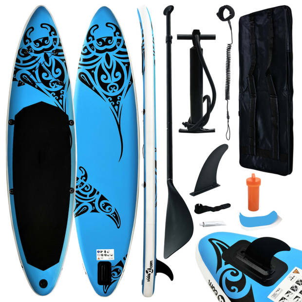 vidaXL Stand Up Paddleboardset opblaasbaar 366x76x15 cm blauw