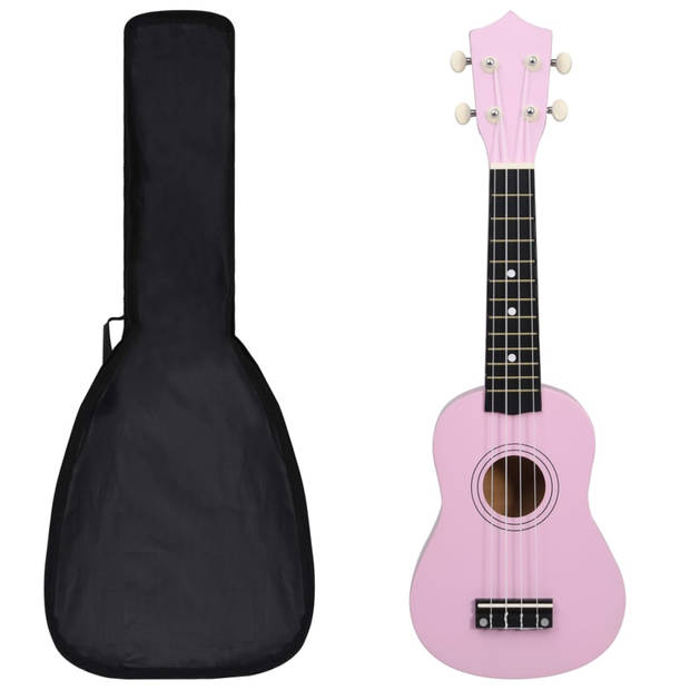 vidaXL Ukuleleset met tas voor kinderen sopraan 21'' roze