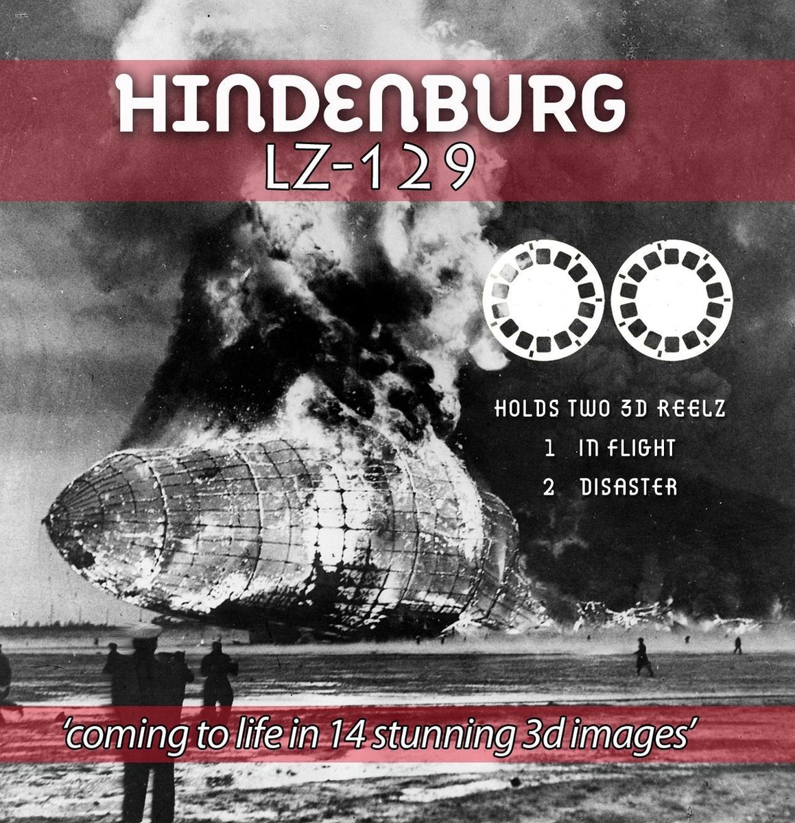 Hindenburg LZ-129 - 2 View-Master schijven met 14 fotos in 3D, in flight en disaster