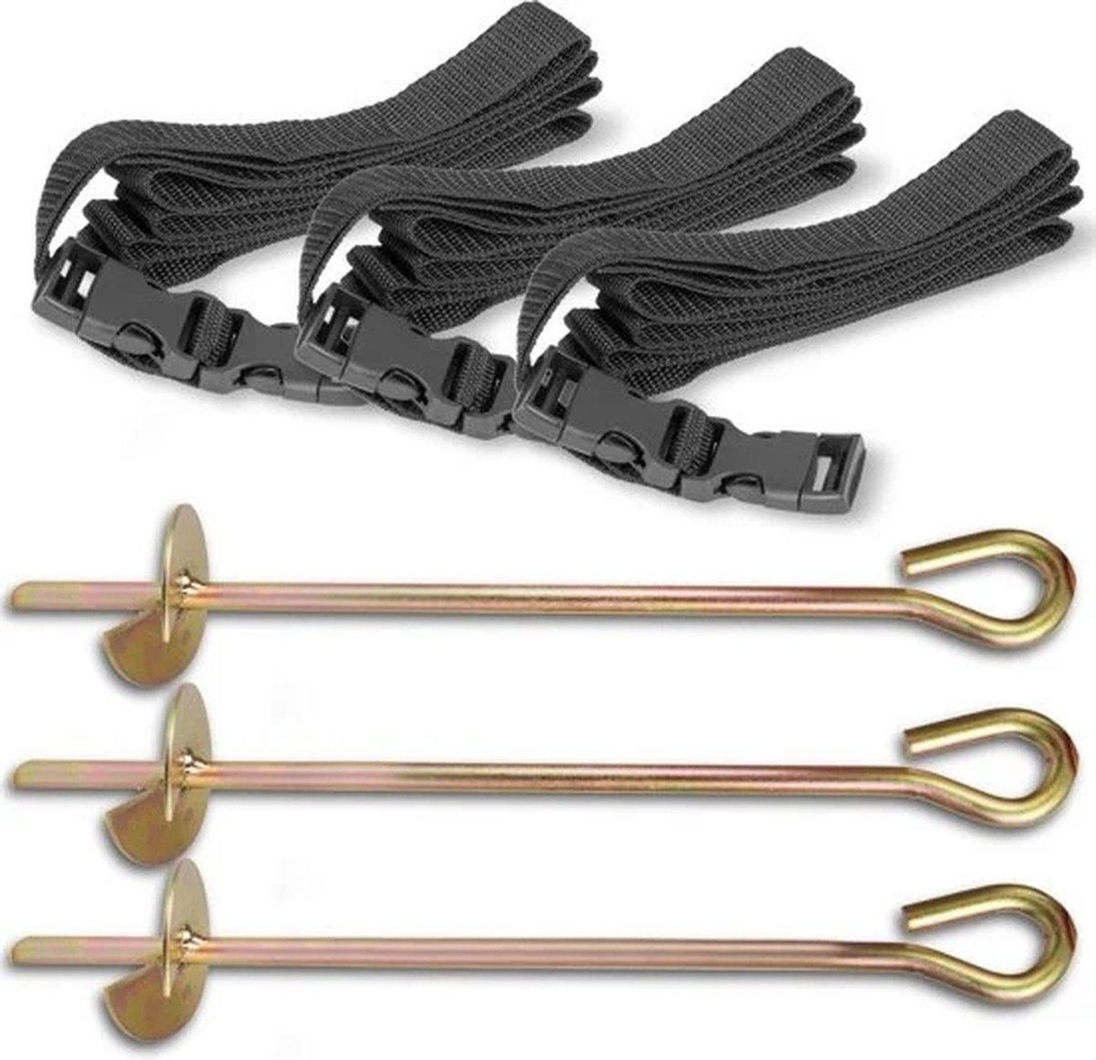   - Trampoline ankerset - 3 stuks - 3 riemen - 3 grondpriemen