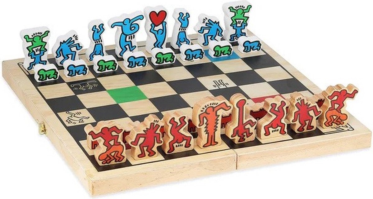 Chess Set (Red & Blue) by Keith Haring