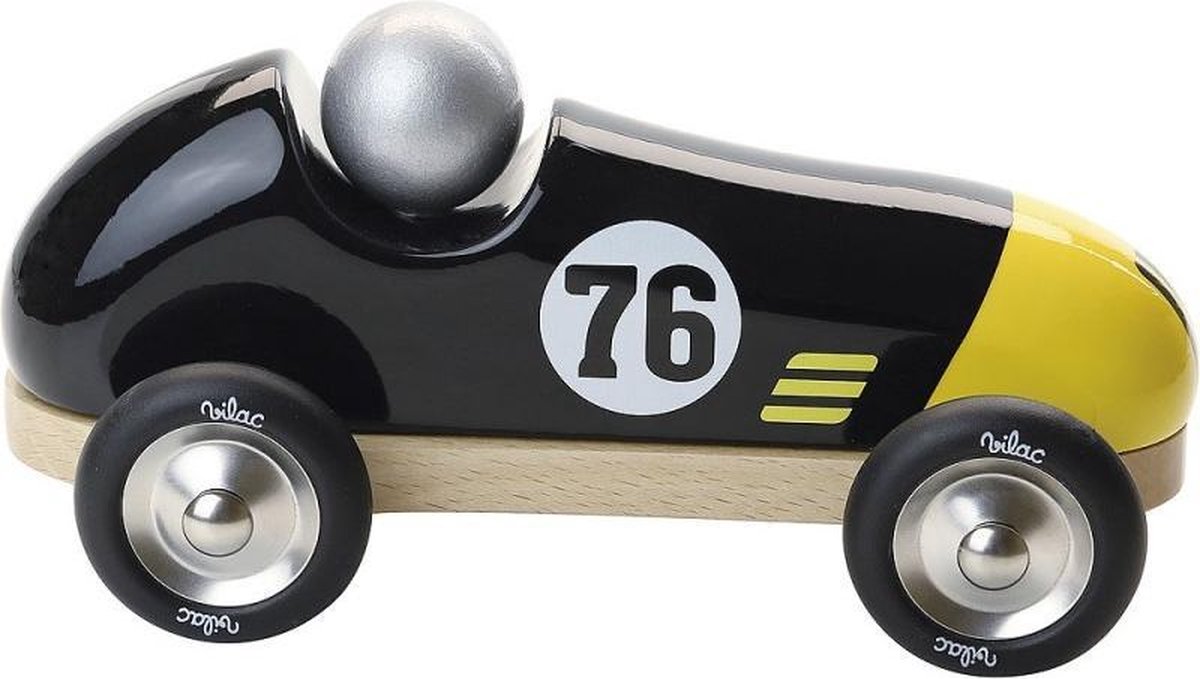 Vintage race auto hout zwart large 2335K