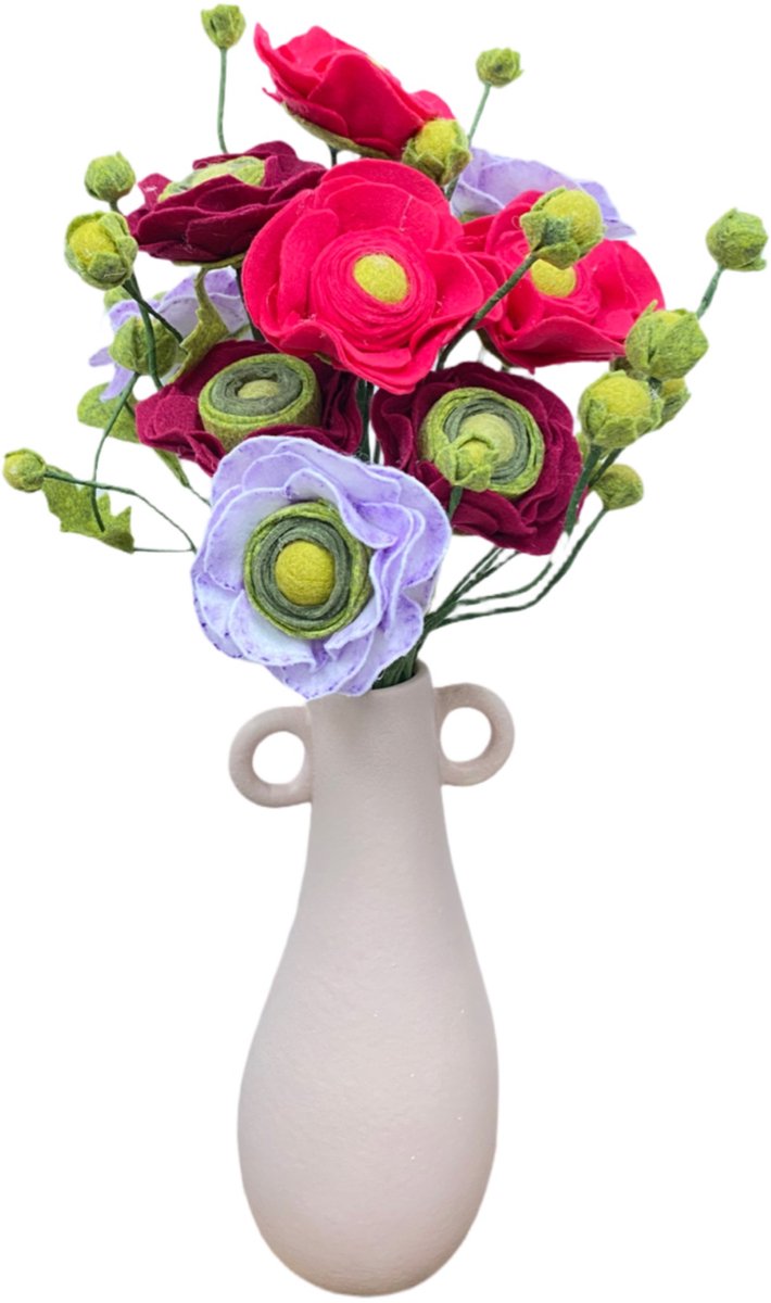 DIY Pakket -   bloemen maken - Fuchsia, Cyclaam Roze, Lila/Wit - Bos van 9 bloemen