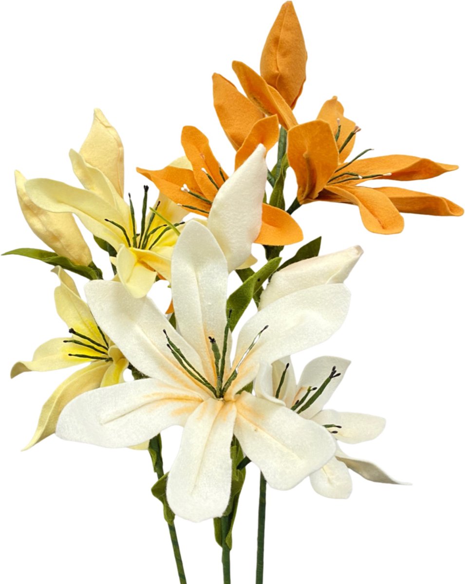 DIY Pakket Bloemen maken van   - Lelies - Saffraan - Zacht Geel - Crème