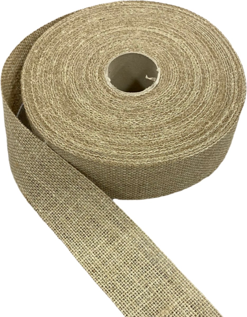 Jute Band - 5 cm breed - 25 meter op rol - Naturel - 100% Jute