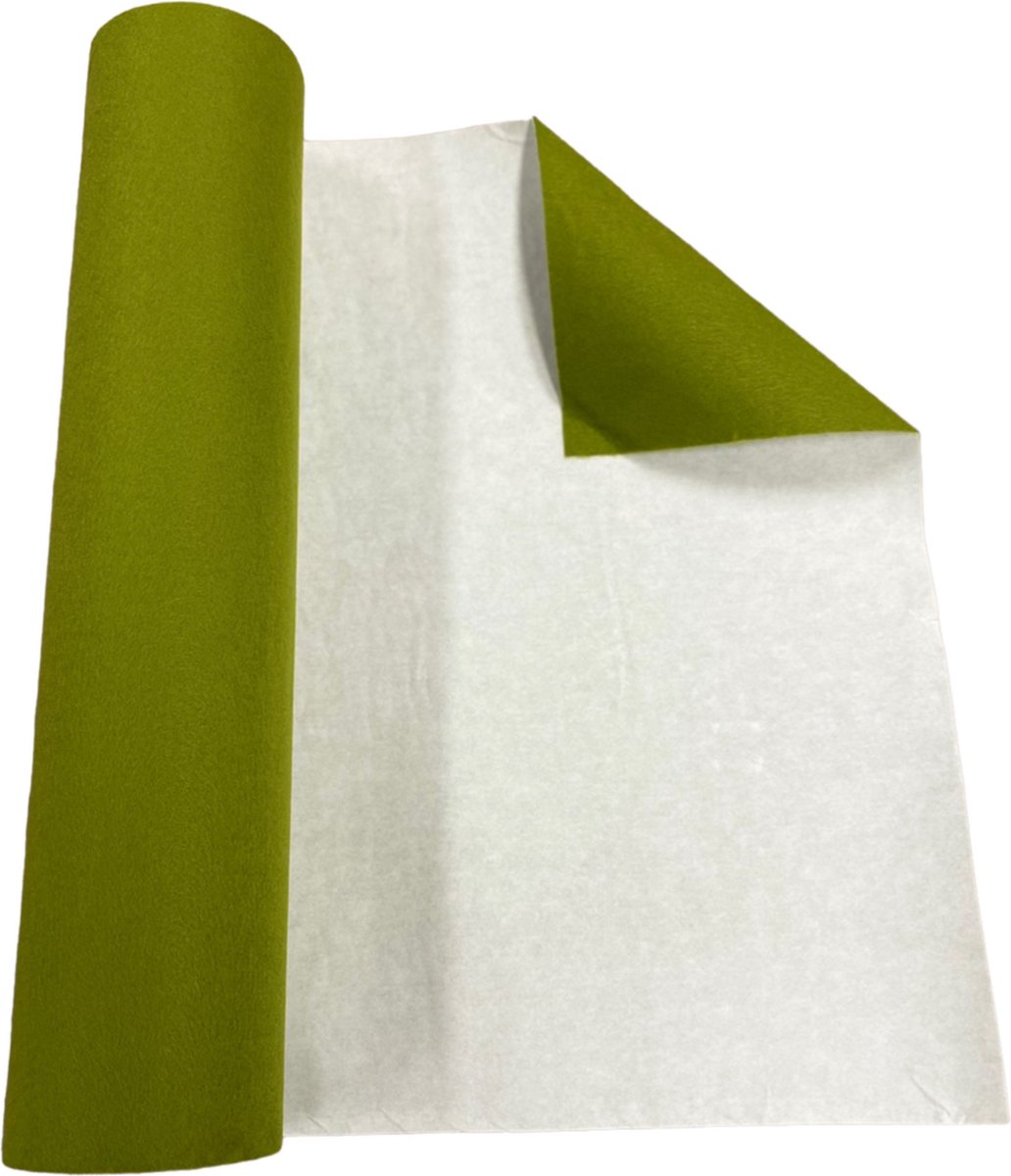 Plakvilt Zelfklevend - vilt 1mm dik - Circa 40 x 120 cm - Olijf Groen