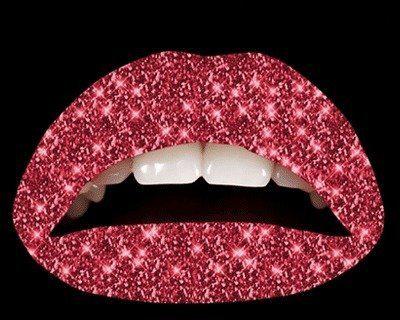 Rode glitter lip tattoo