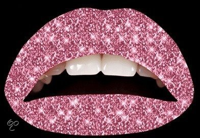 Roze glitter lip tattoo