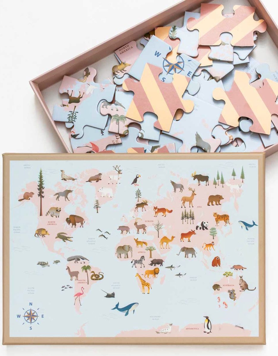 Vissevasse WORLD MAP ANIMAL - Puzzle 42 Pcs