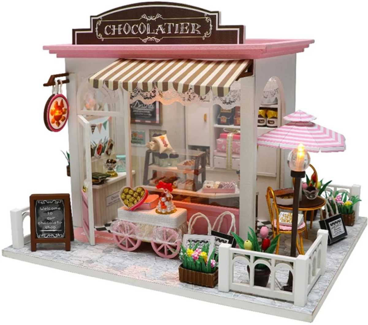 Poppenhuis Maken Chocolatier Store DIY Model Bouwpakket Miniatuur Schaal Bouw Hobby Knutselen Bouwen Poppen Huis Dollhouse