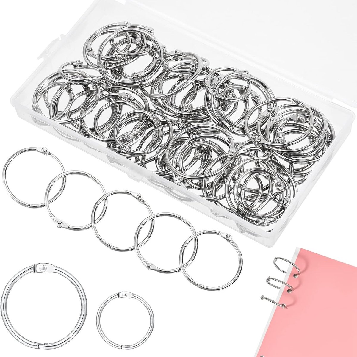 Vitdipy - 80 Stuks - Boekringen - 25mm - Keychain Keyrings - DIY - Houder Knutselen - Boekbinden - Metalen