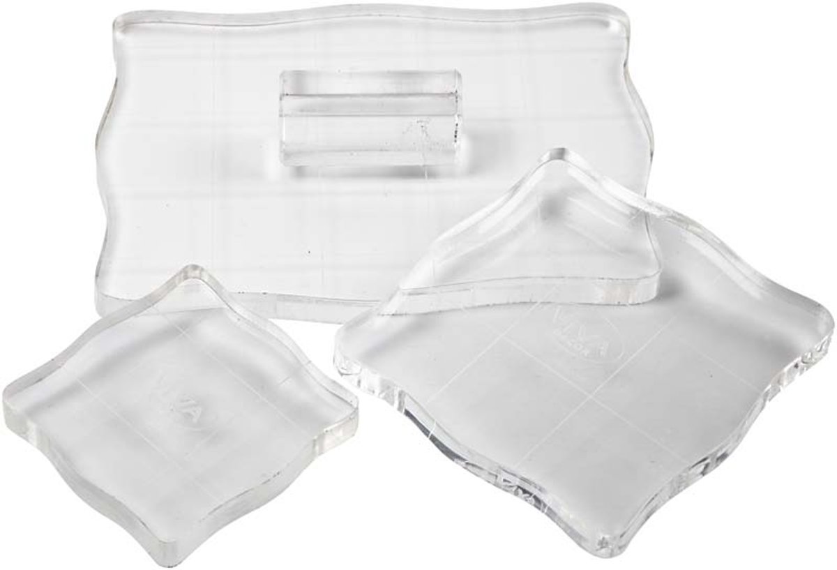 Acrylblokken - Set, grootste maat 13x16 cm, 3 assorti