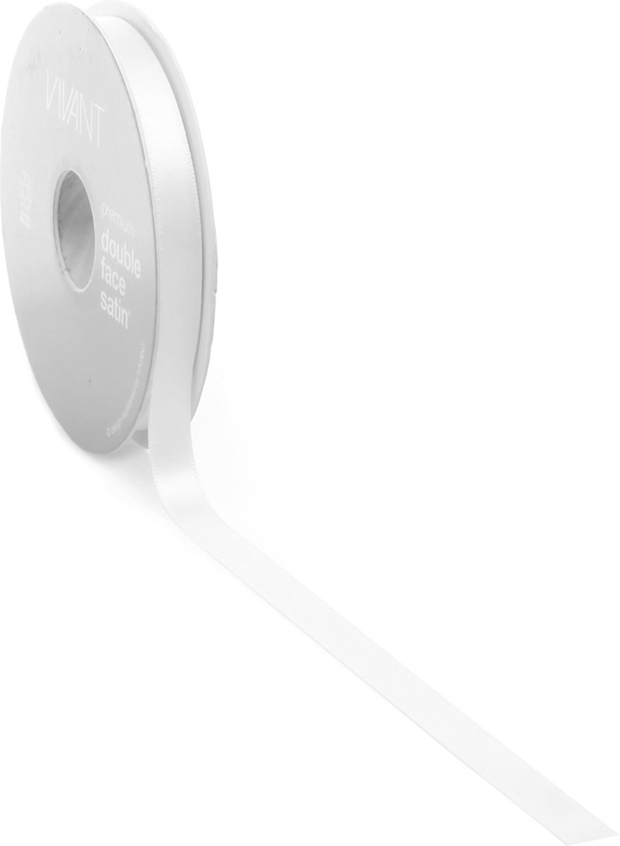 Satijnlint 10 mm wit op rol van 25 meter