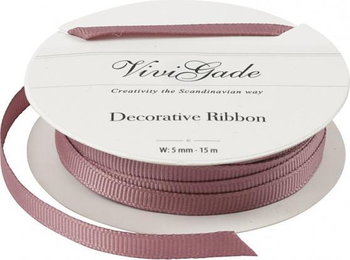 decoratielint Grosgrain 5 mm / 15 meter donkerroze