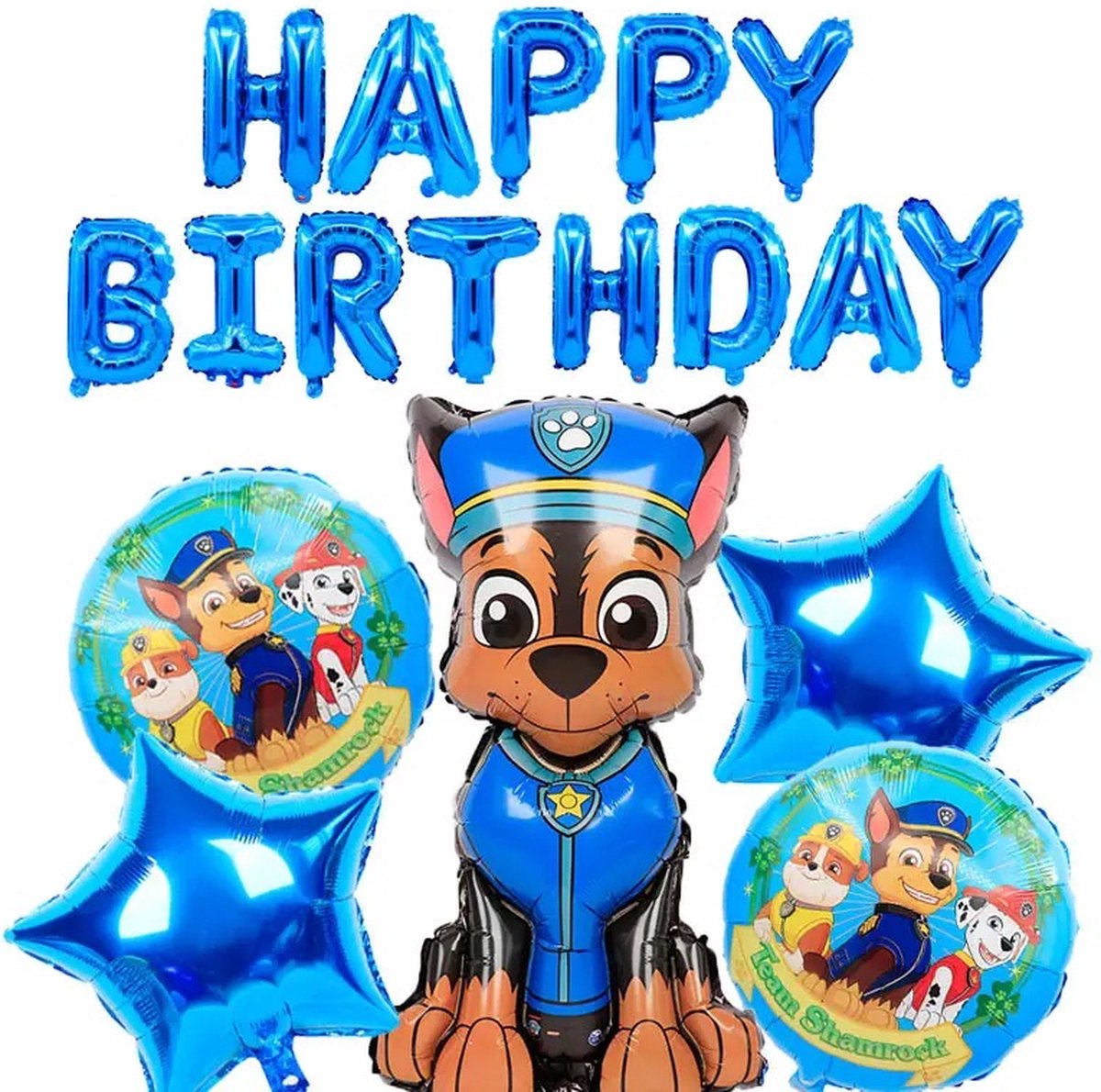 Verjaardagsballonnen - Paw patrol - 13 stuks - Happy birthday - Blauw - Chase - verjaardag - kinderfeestje