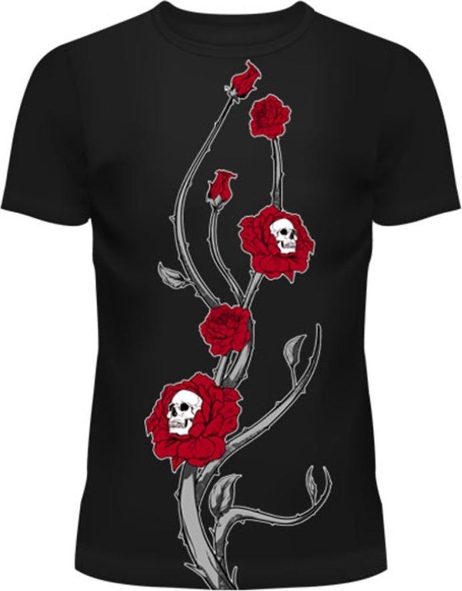 VIXXSIN Top -L- SKULL FLOWERS Zwart