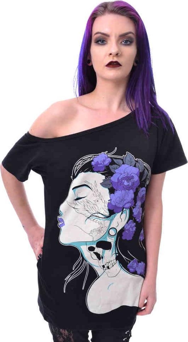 Vixxsin Top -XXL- FLOWER GIRL Zwart