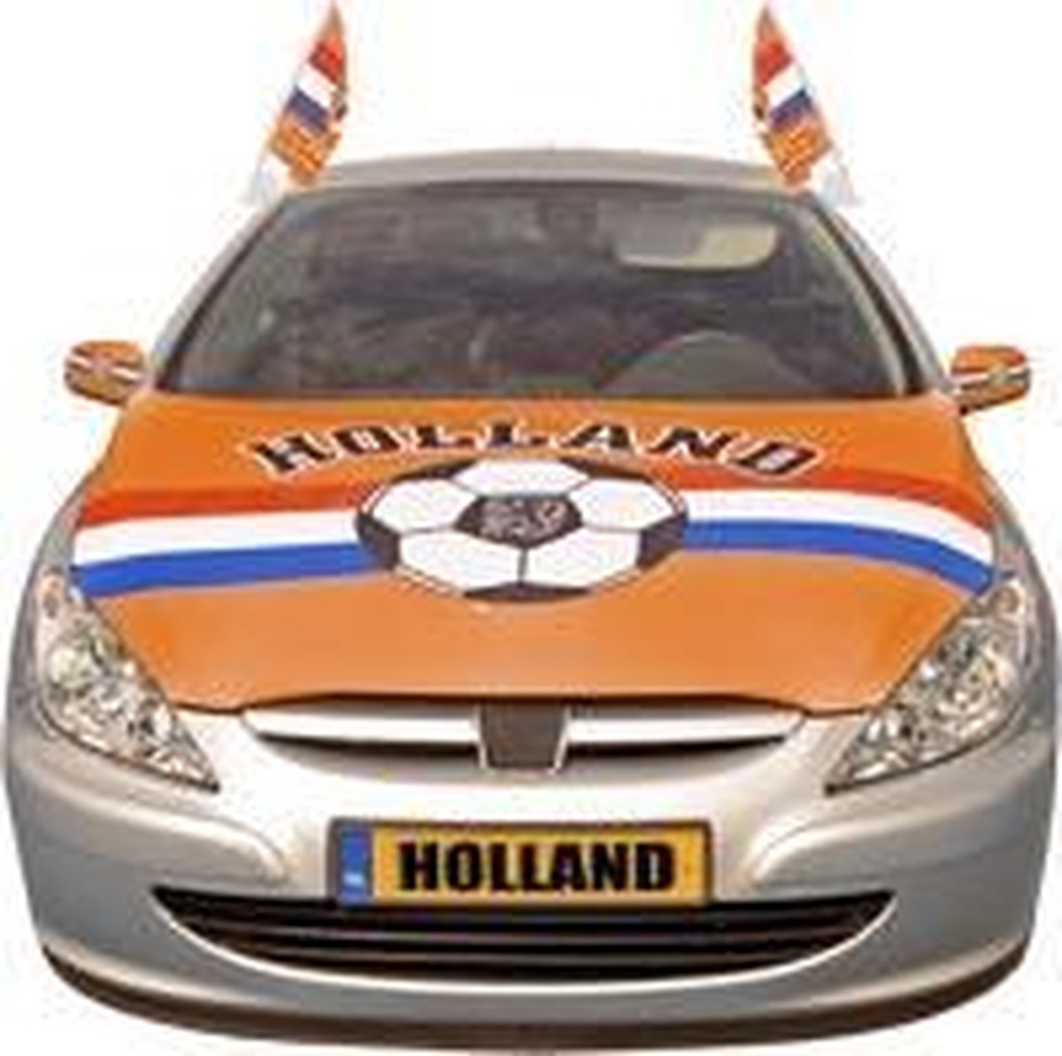 Oranje motorkap hoes met voetbal EK WK auto versiering