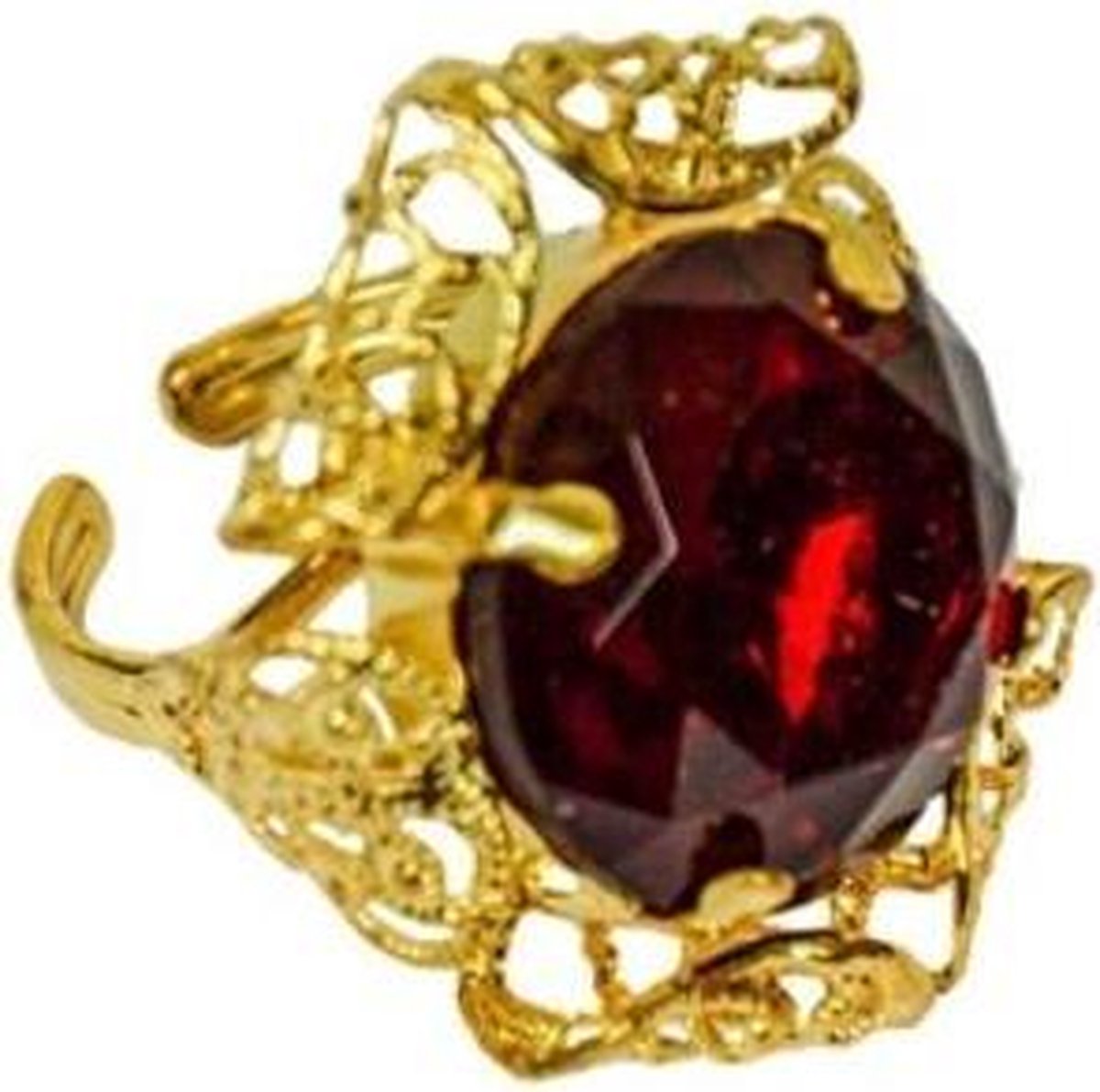 Sinterklaas ring met ronde edelsteen rood