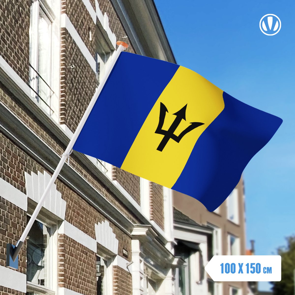 Vlag Barbados 100x150cm - Glanspoly