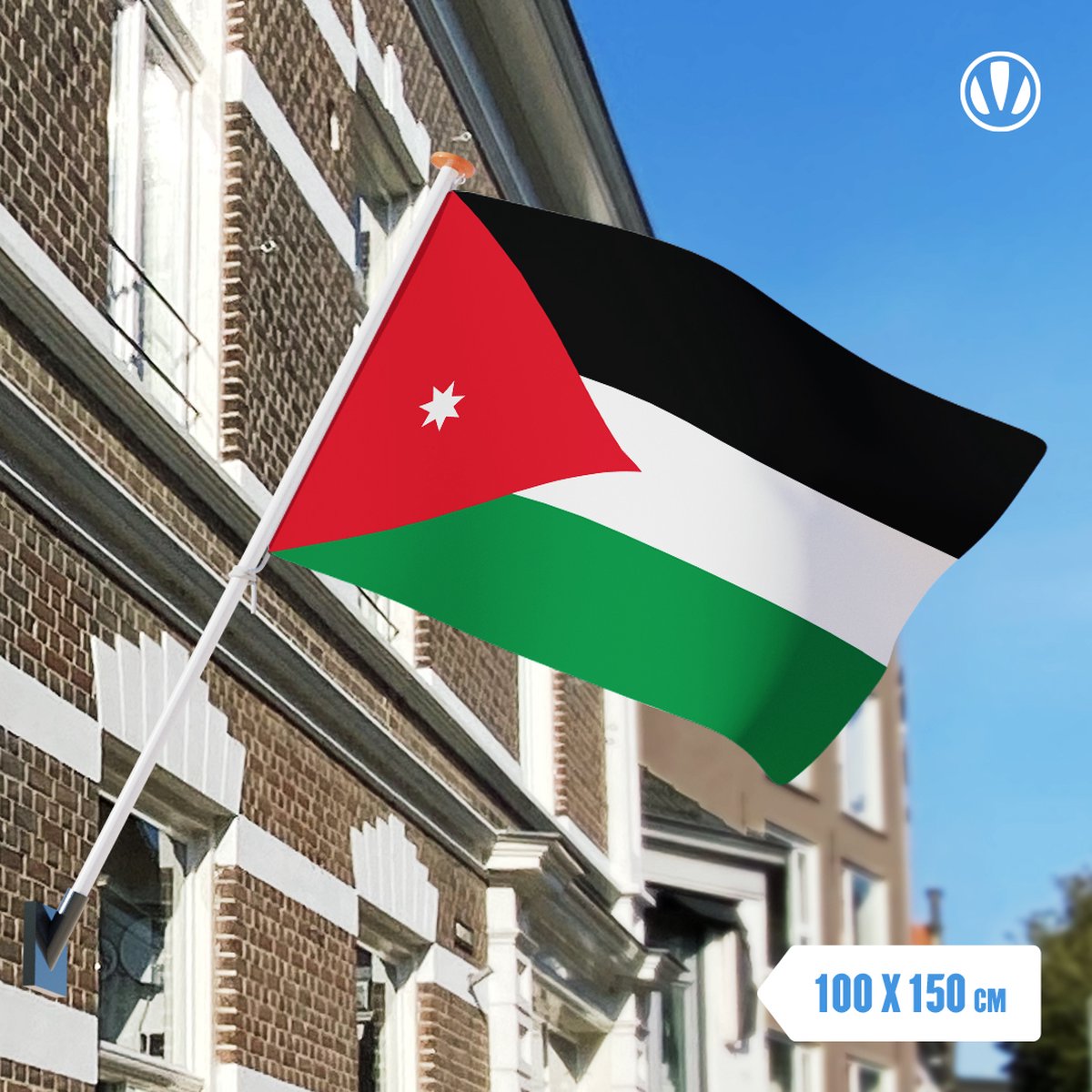 Vlag Jordanie 100x150cm - Glanspoly