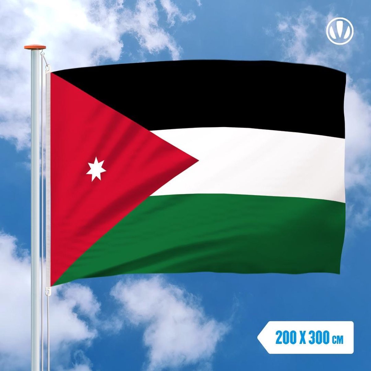 Vlag Jordanie 200x300cm - Glanspoly