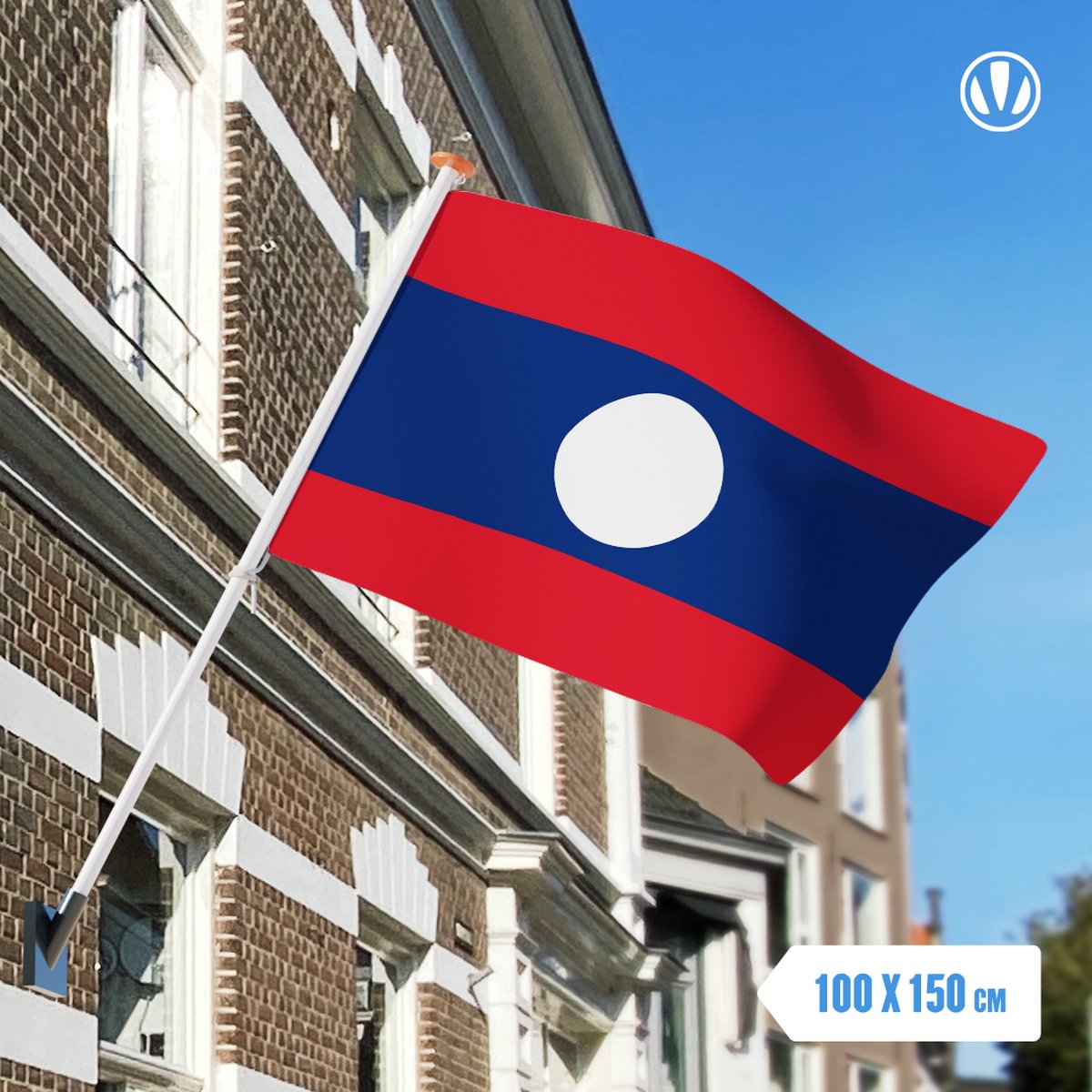 Vlag Laos 100x150cm - Spunpoly