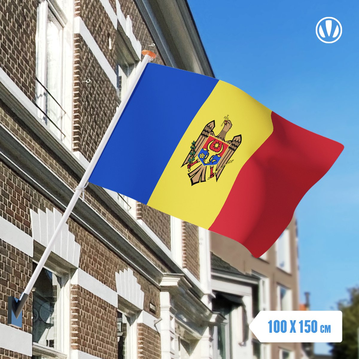 Vlag Moldavië 100x150cm - Spunpoly