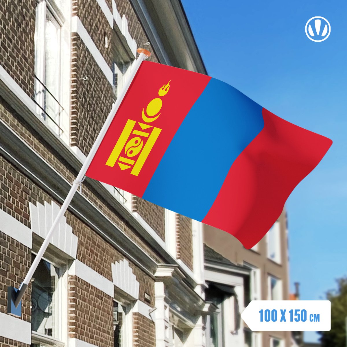 Vlag Mongolië 100x150cm - Spunpoly