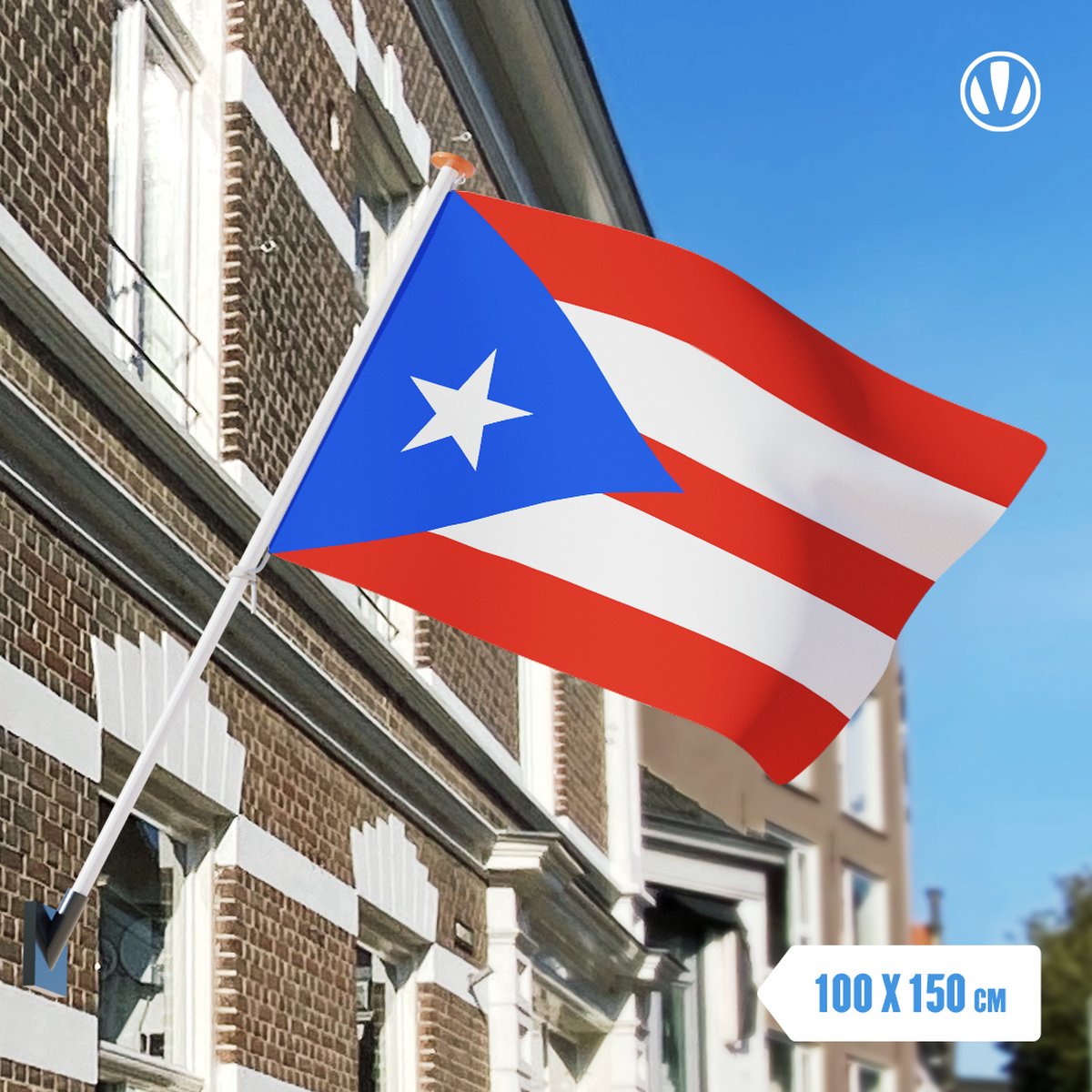 Vlag Puerto Rico 100x150cm - Glanspoly