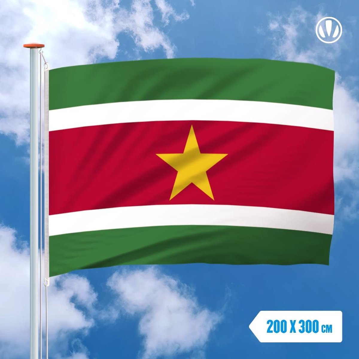 Vlag Suriname 200x300cm - Glanspoly