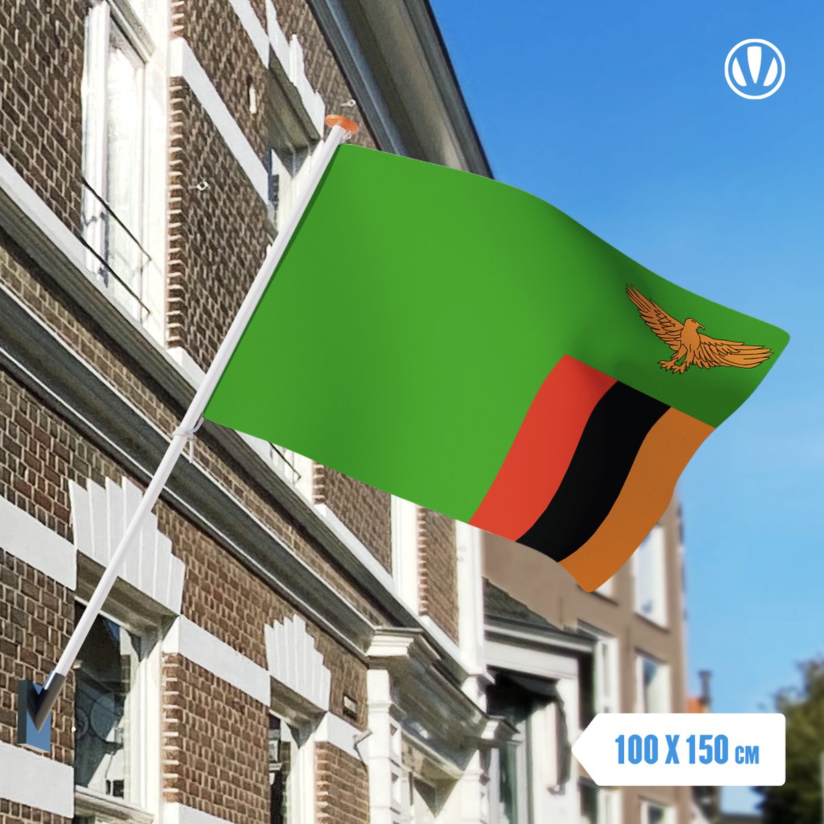 Vlag Zambia 100x150cm - Glanspoly