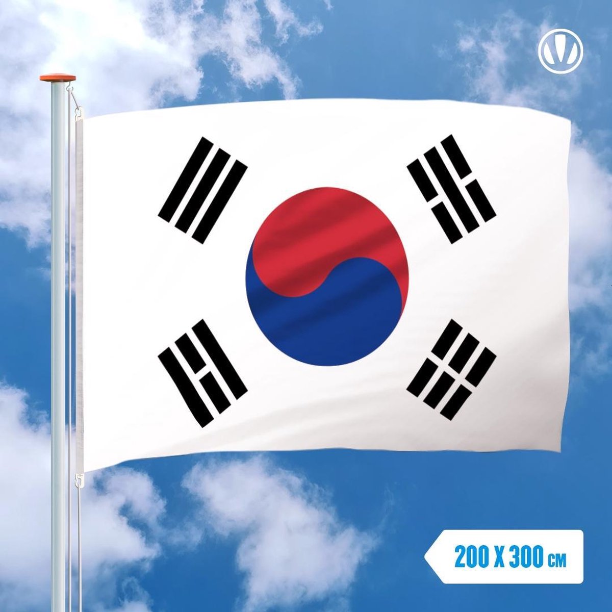 Vlag Zuid Korea 200x300cm - Glanspoly