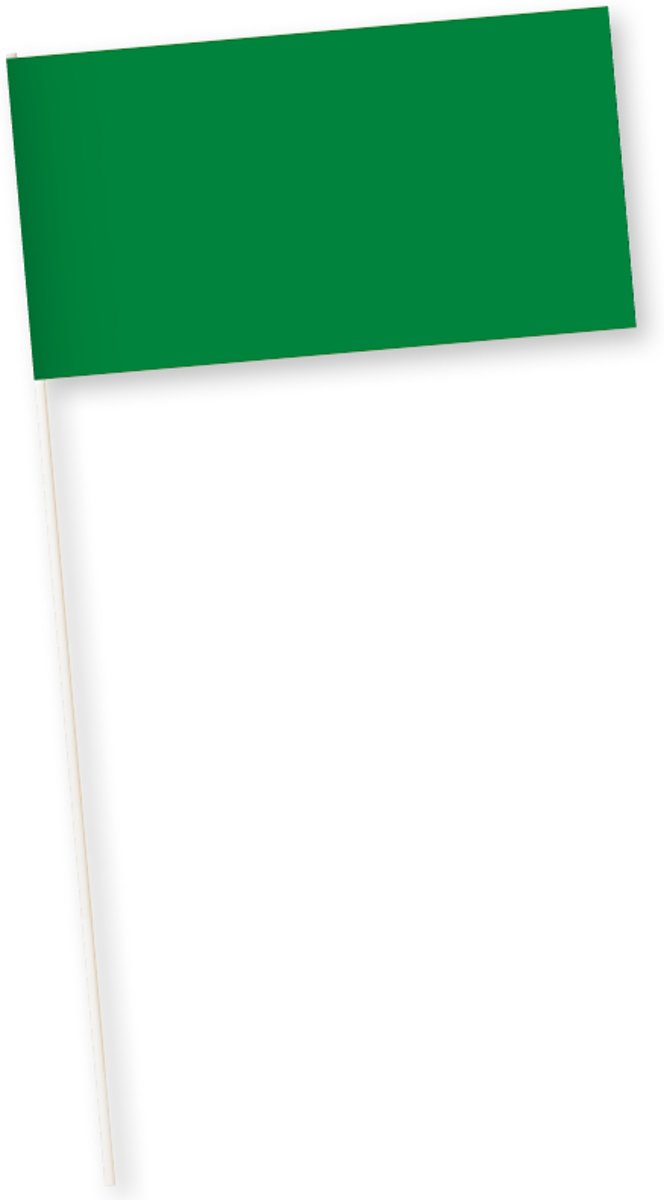 Zwaaivlag groen 30x45cm met stok van 60cm