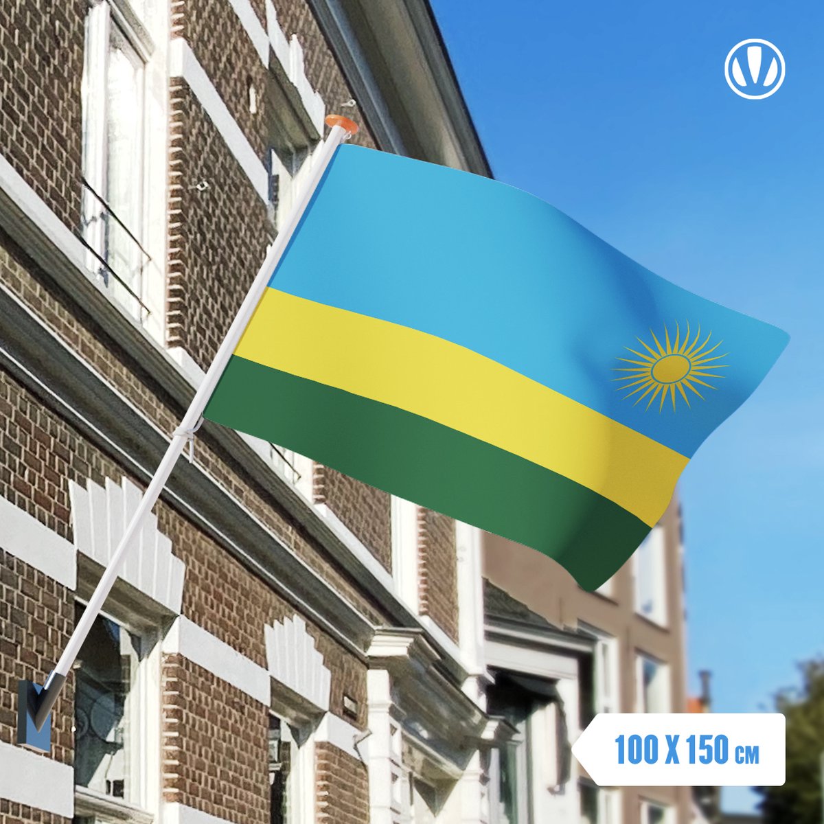 vlag Rwanda 100x150cm - Spunpoly