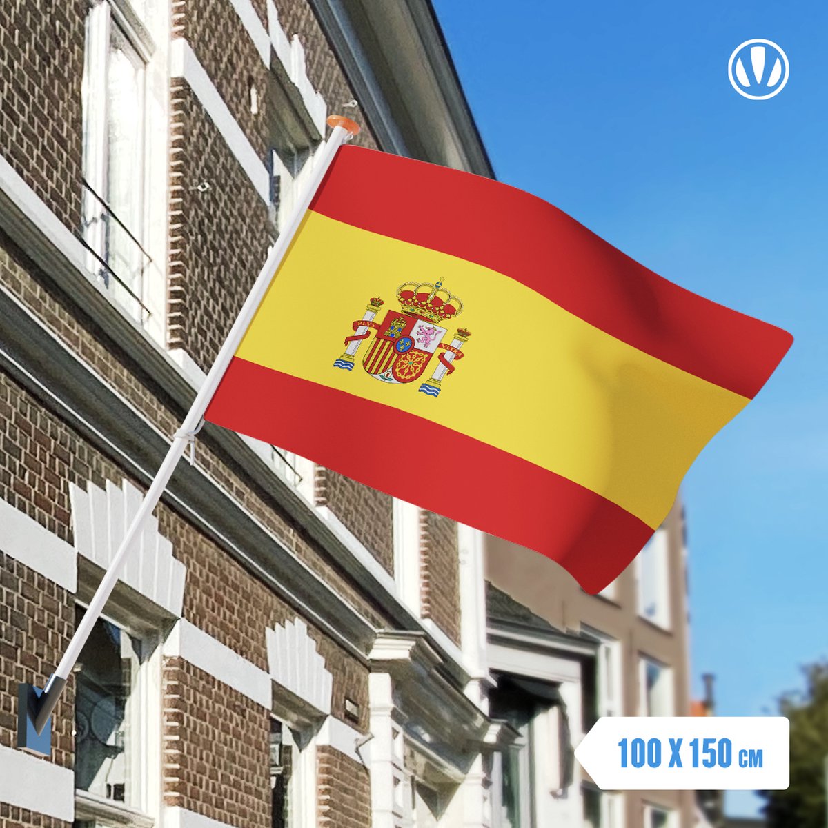 vlag Spanje met wapen 100x150cm