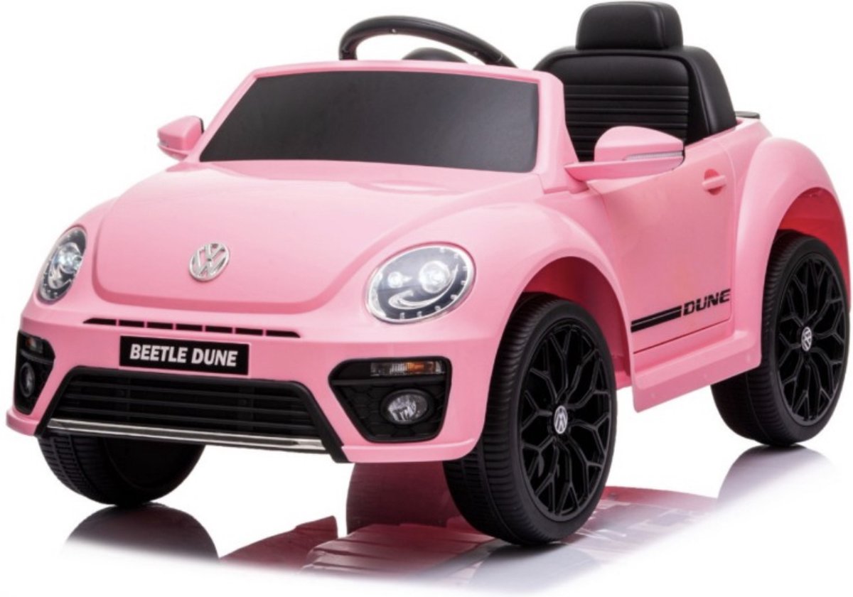 Elektrische Kinderauto Volkswagen Beetle Dune Roze 12V Met Afstandsbediening FULL OPTIONS