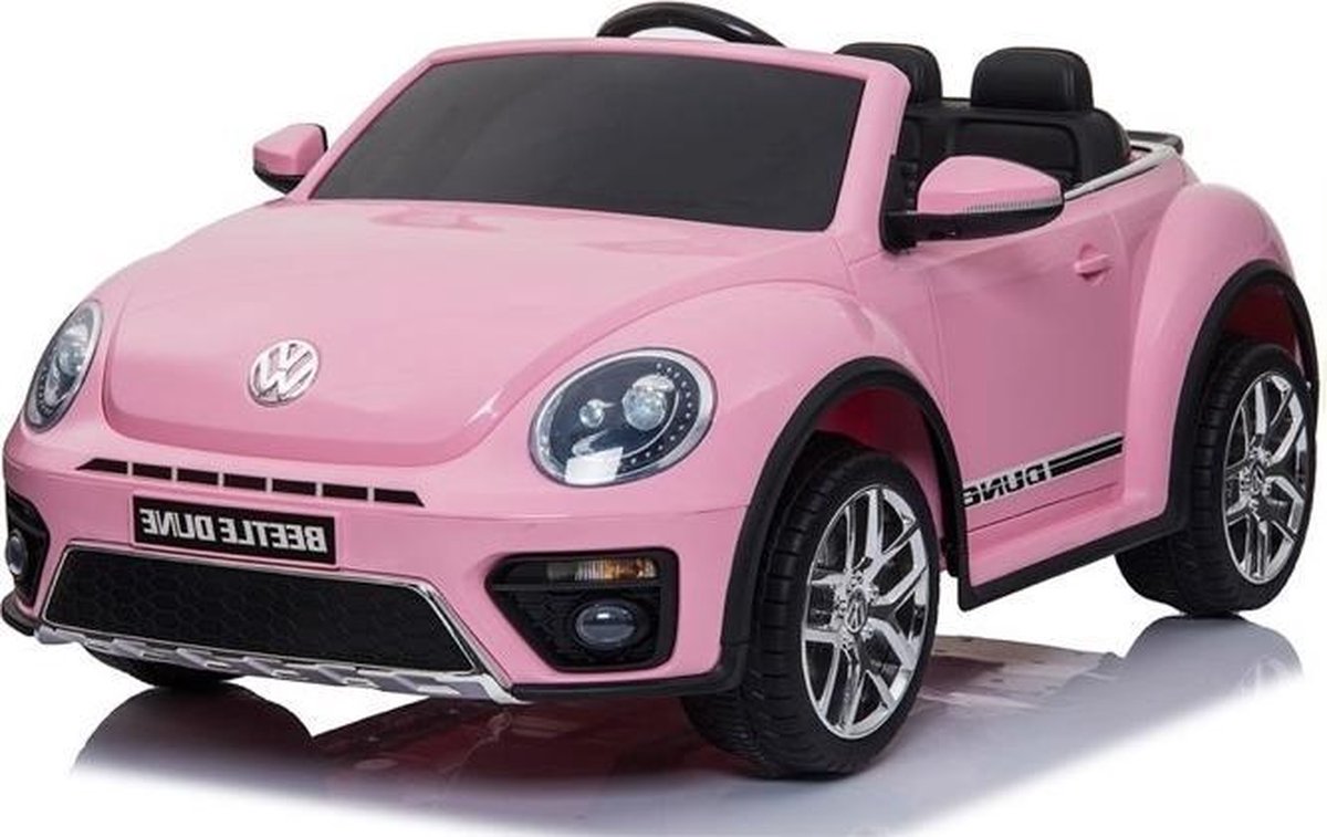   Beetle Elektrische Kinderauto 12v - Roze - Afstand Bestuurbaar - Muziek Module - 12v - Kunst Lederen Stoelen - Rubberen banden