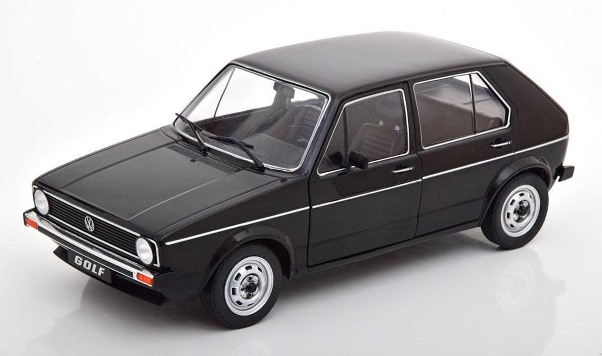 Volkswagen Golf 1 L 1983 (Zwart) (20 cm) 1/18 Solido + 3 auto stickers! - Modelauto - Schaalmodel - Model auto - Miniatuurautos - Miniatuur auto