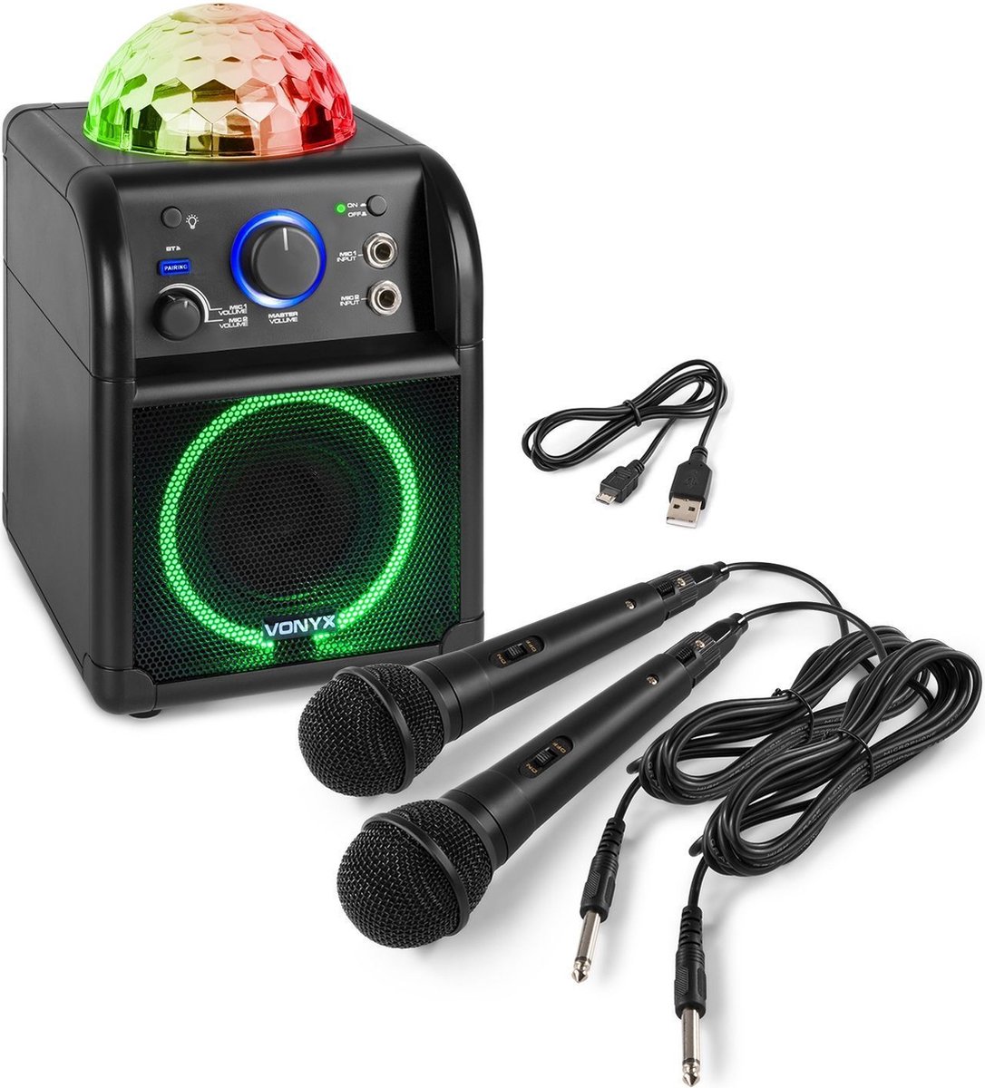 Karaoke set kinderen - Vonyx SBS55B - Bluetooth - 2 microfoons - lichteffecten - accu