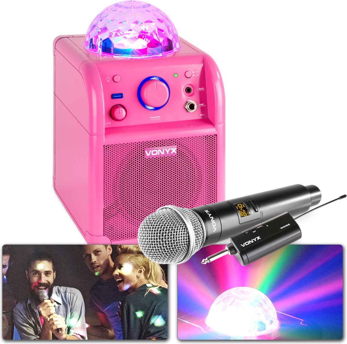 Karaoke set voor kinderen - Vonyx SBS50P - Draadloze karaokeset met Bluetooth en draadloze microfoon