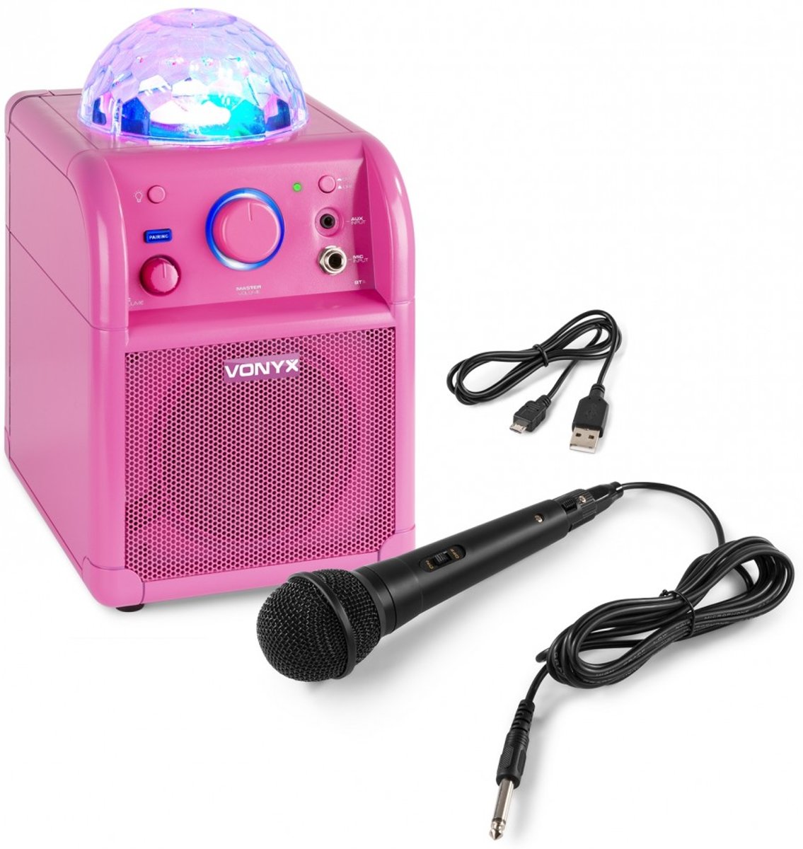 Karaokeset - Vonyx SBS50P - Roze karaokeset met Bluetooth, echo en microfoon