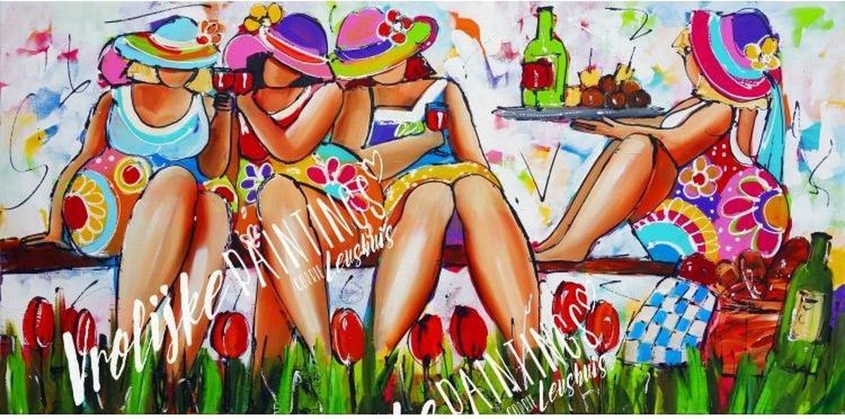 Vrolijke Paintings - Limited Edition by Corrie Leushuis - Diamond Painting Set - Vierkant - Picknick - 60 x 30 cm