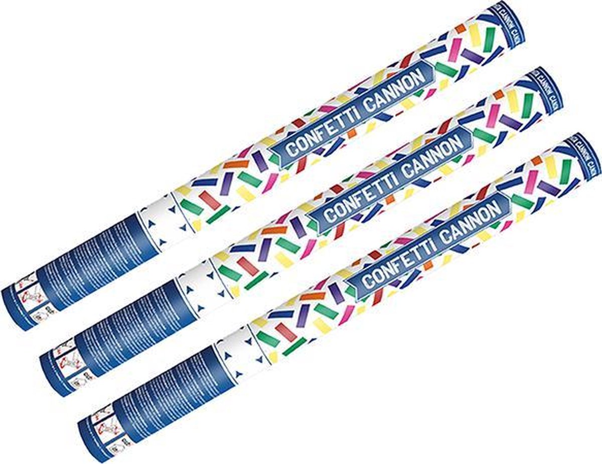   Cannon 60cm Mix – papieren confetti multicolor - Set van 3 stuks