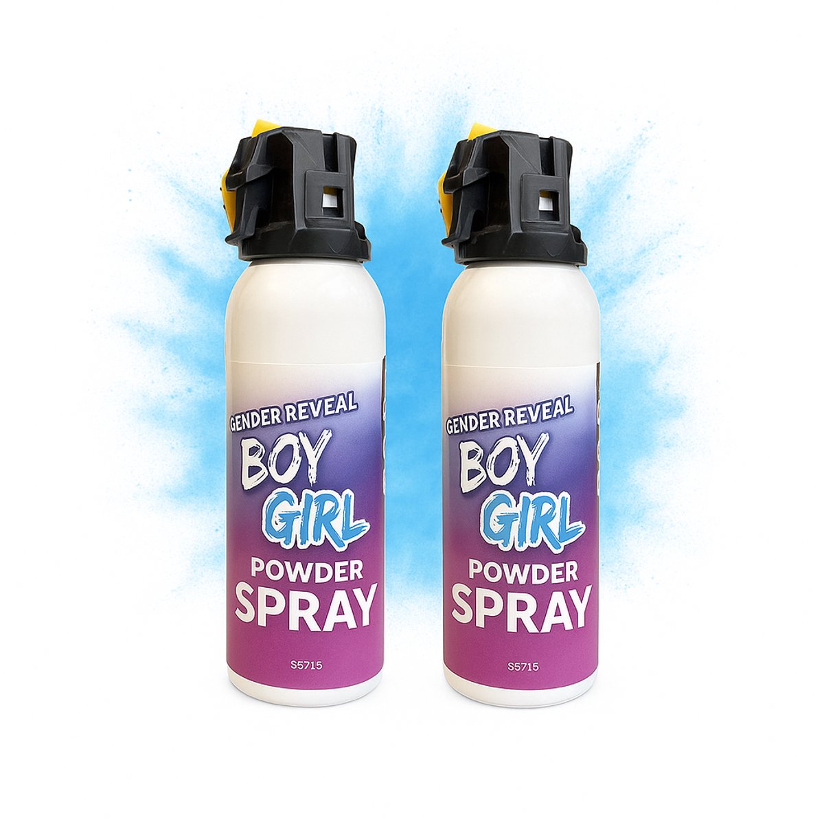 Babyshower Gender Reveal Poederkanon – Babypoederspray – 10 sec Kleurige Wolk – Mini Poederbrandblussers - Set van 2 – Blauw
