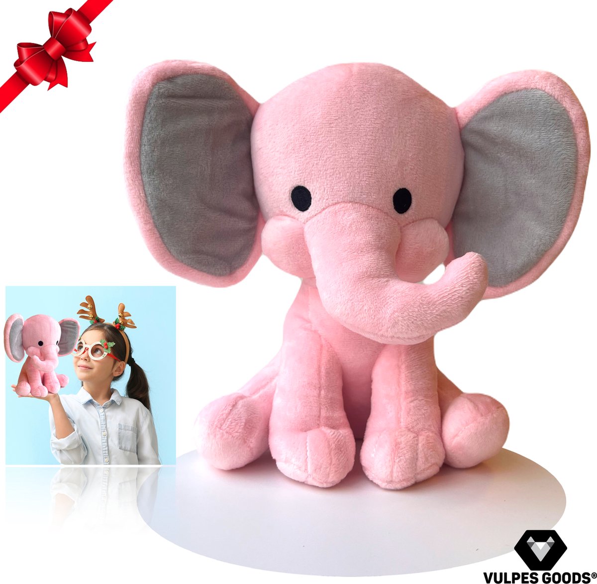 Vulpes Goods® – Olifant knuffel – Knuffeldier - Olly - Knuffel – Zachte Pluche - Zachte knuffel voor kinderen –  Kindvriendelijk - Roze