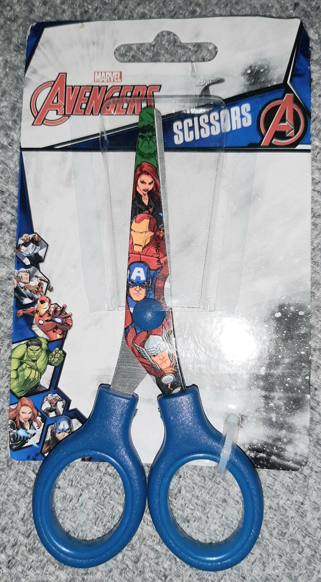 Schaar Marvel Avengers - goede kinderschaar - veilig ronde punt - blauw schaartje - papierschaar