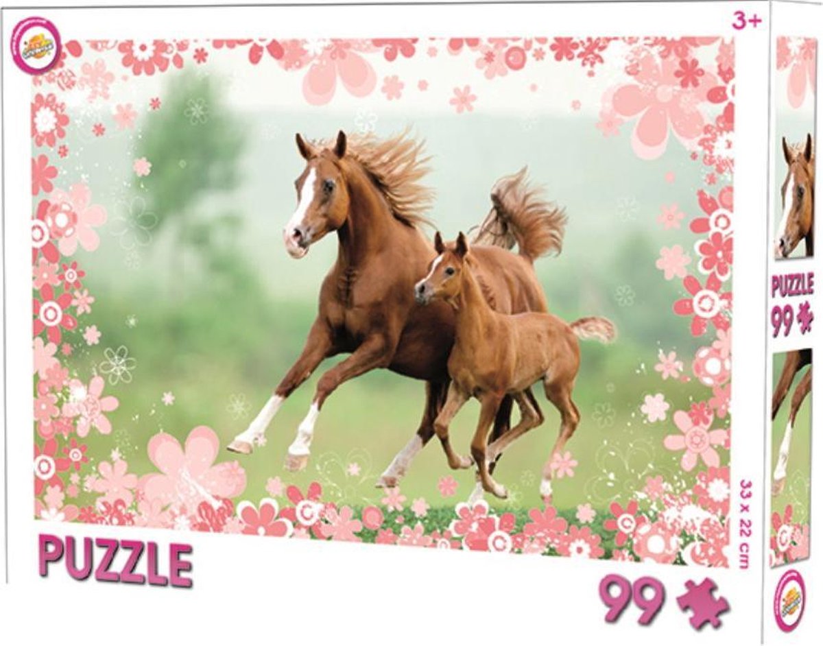 W&o Legpuzzel Paarden 25 X 18,5 Cm Karton 99 Stukjes